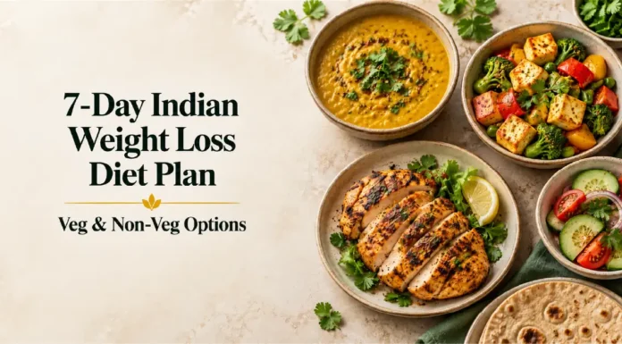 7-Day Indian Weight Loss Diet Plan: Veg & Non-Veg Options 7-Day Indian Weight Loss Diet Plan: Veg & Non-Veg Options